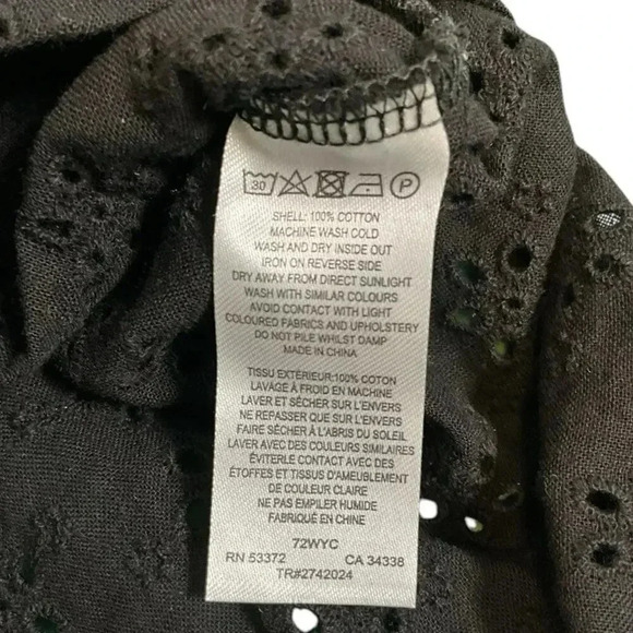 French Connection Women's Carmen Crepe Bell Sleeve Rhodes Eyelet Black Size 2 - Picture 10 of 12